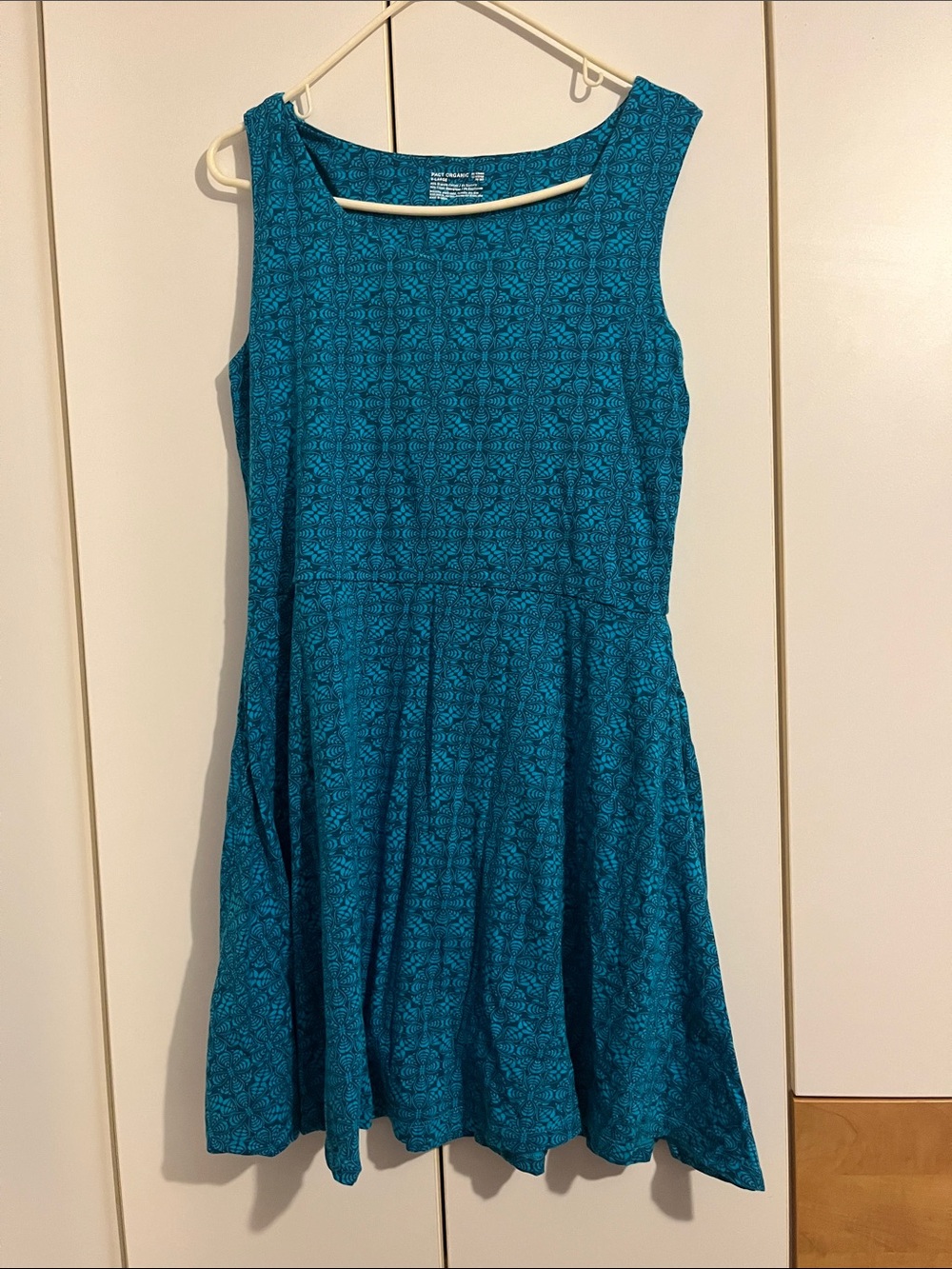 PACT Organic Teal Patterned A-Line Dress XL